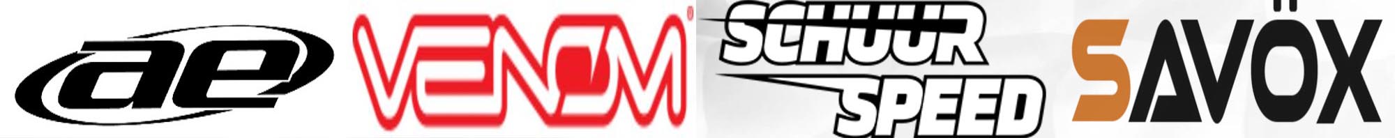 ae, Venom, Schuur Speed, Savox logos